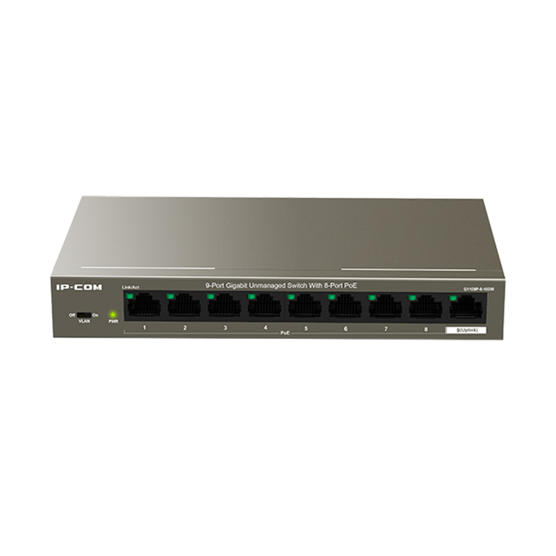 Commutateur PoE+ Gigabit 8 Ports - 2 Uplink + 2 SFP, 120W, Non Géré, Pour Caméras Et AP