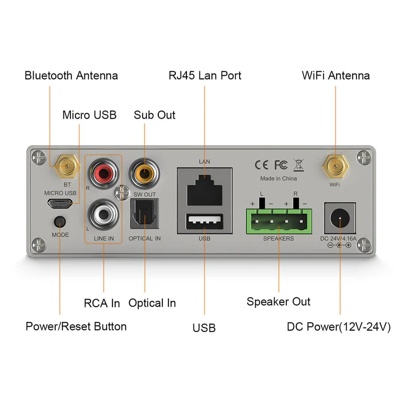 A50+ Arylic  Amplificateur FDA STA326 WiFi, Bluetooth 5.0, DLNA – 2x50W 4Ω