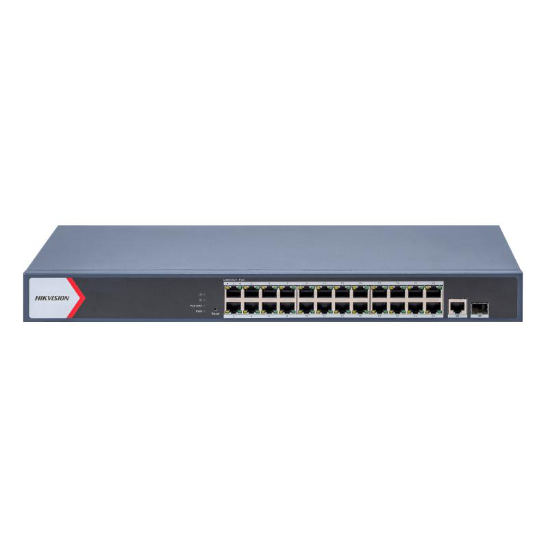 DS-3E1526P-EI/M: Le switch Gigabit 24 ports RJ45 PoE intelligent Commutateur Gigabit 24 ports RJ45 PoE 1 porte gigabit 1 port fibre optique gigabit Budget d'alimentation PoE total 230 W Marque Hik vision