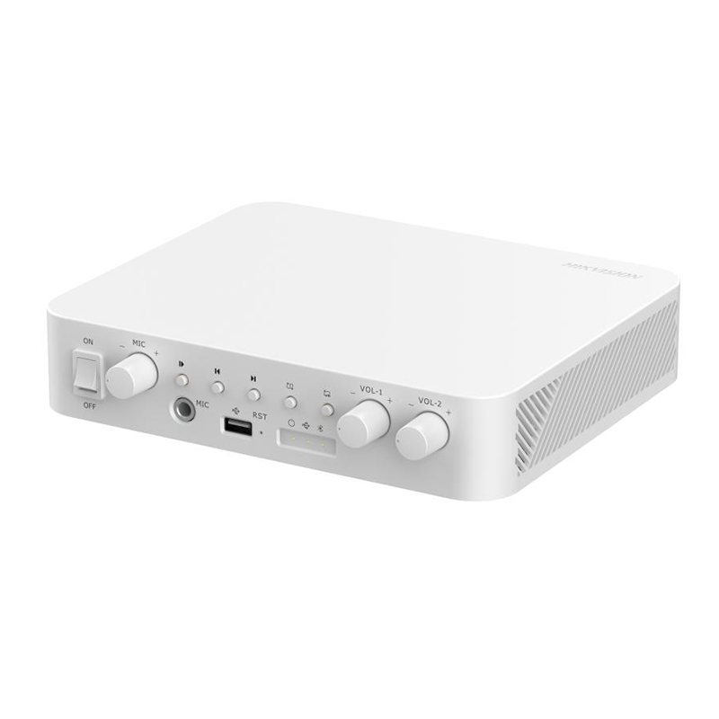 Amplificateur IP Hikvision DS-QAE1A80G1-VB 80W à 2 zones – Audio Bluetooth, USB, et RCA pour systèmes de sonorisation professionnels